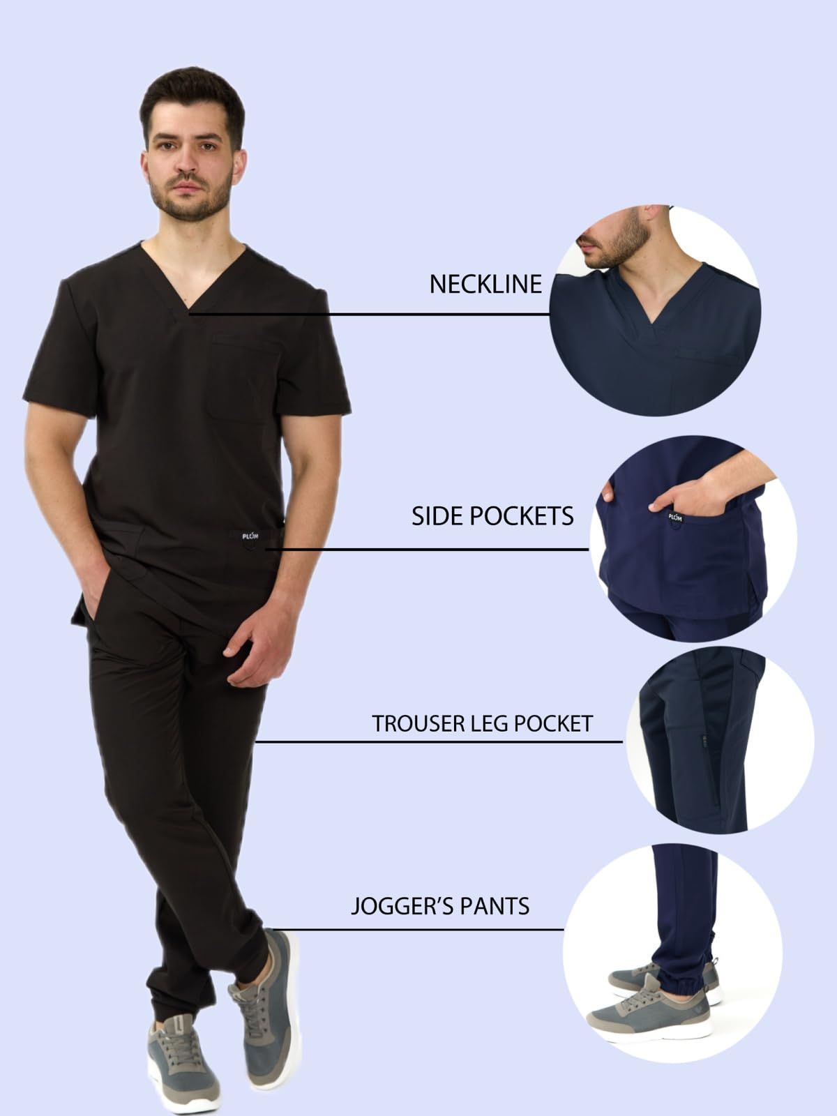 Conjunto Sanitario Hombre Plum – Uniforme médico con Bolsillos | Pijama Sanitario Transpirable para Hospital y clínica