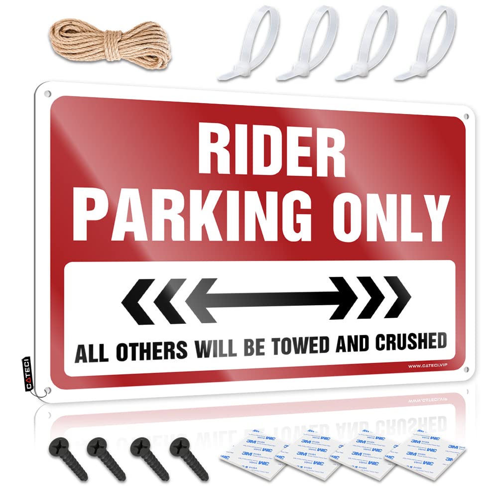 KRAZMURONGD Warning Tin Sign Rider Parking Only Tin Sign Sarcastic Signs Things For Boys Room