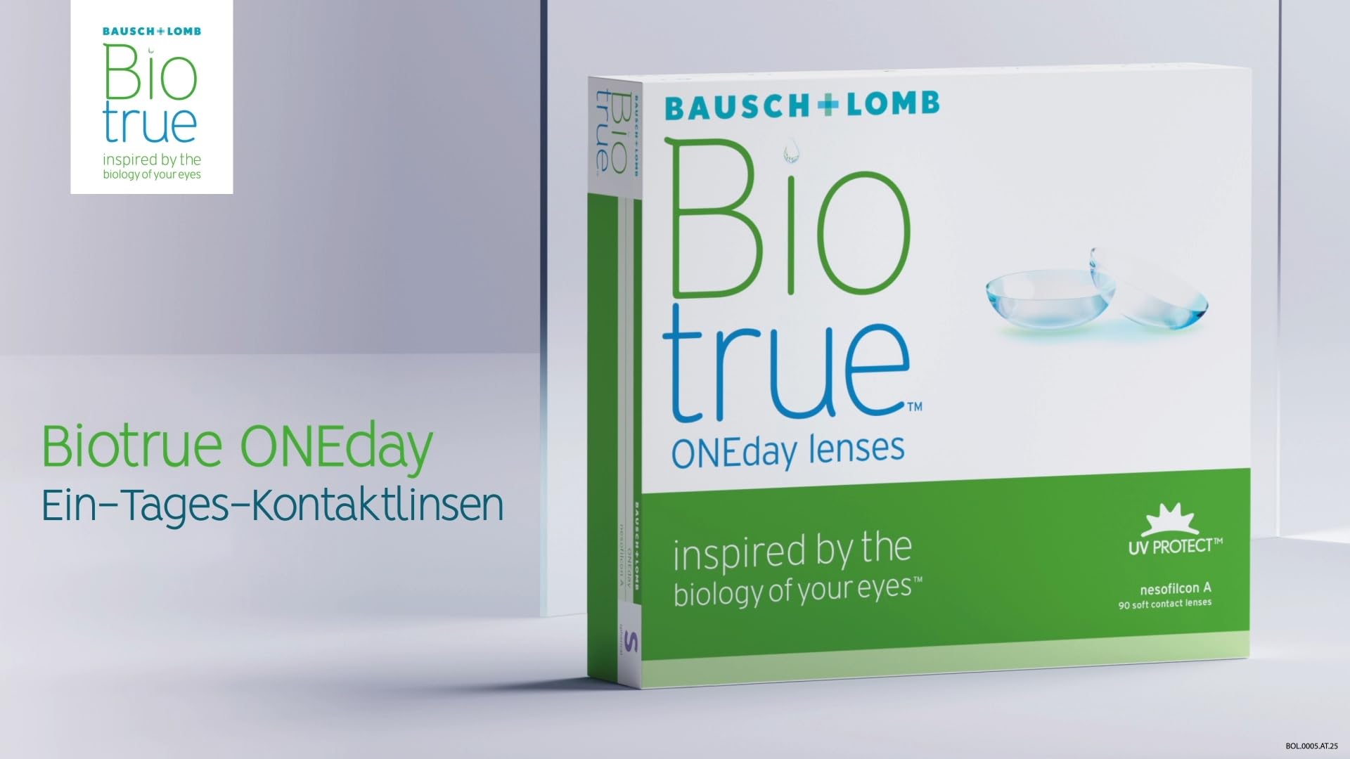 Bausch und Lomb Biotrue ONEday Tageslinsen, sphärische Kontaktlinsen, weich, 90 Stück BC 8.6 mm/DIA 14.2 / -0.75 Dioptrien