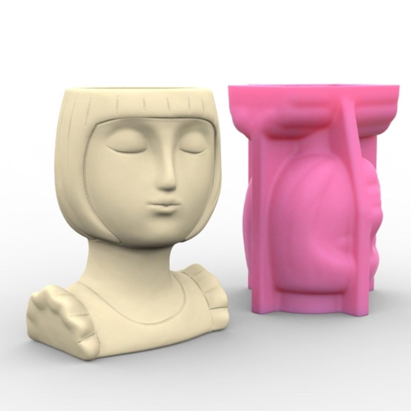 Silicone per piante grasse capelli corti figura femminile vasi di fiori elegante decorazione domestica fare stampi