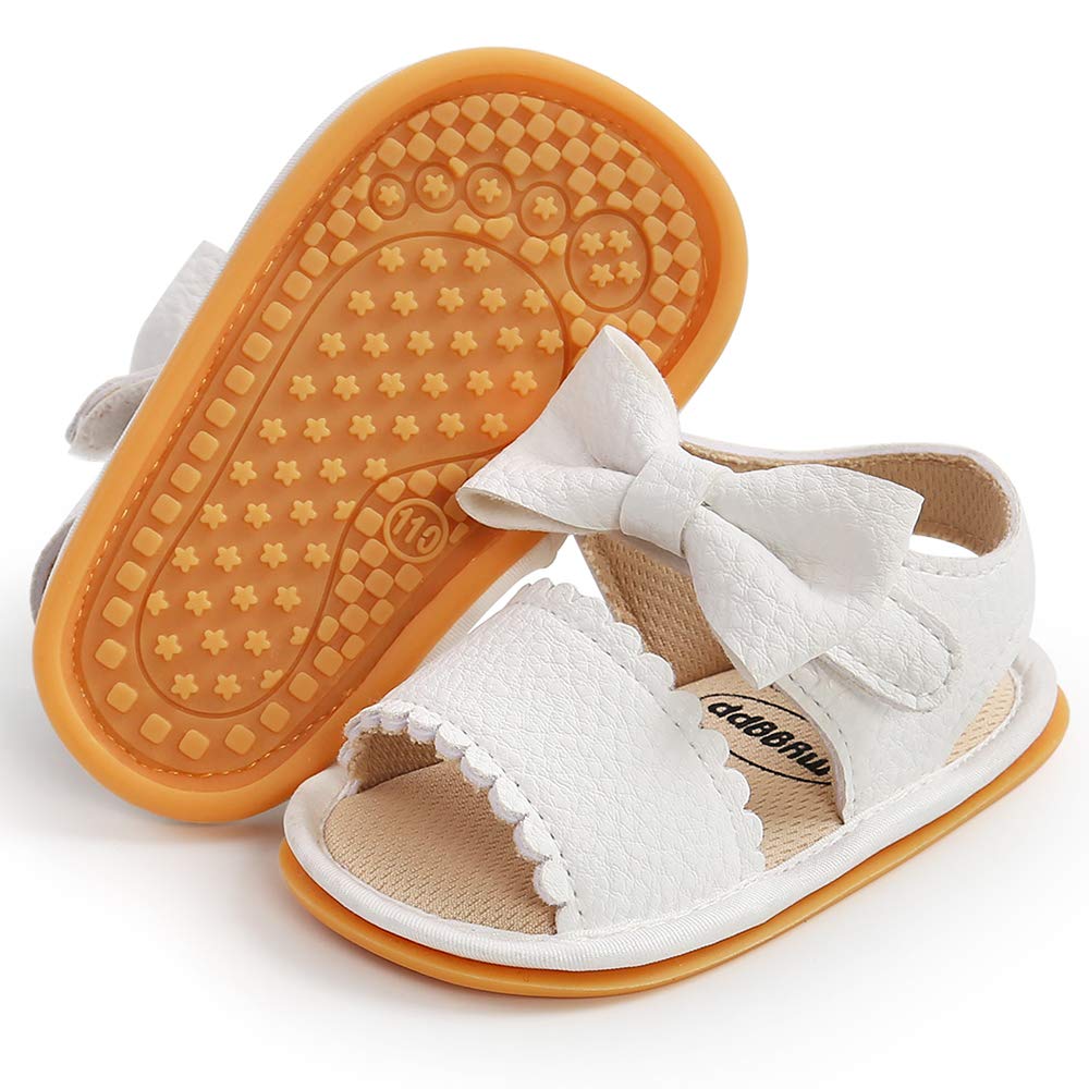LAFEGEN Baby Girl Summer Sandals Non Slip Soft Sole T-Strap Infant Toddler First Walkers Crib Dress Shoes 3-18 Months