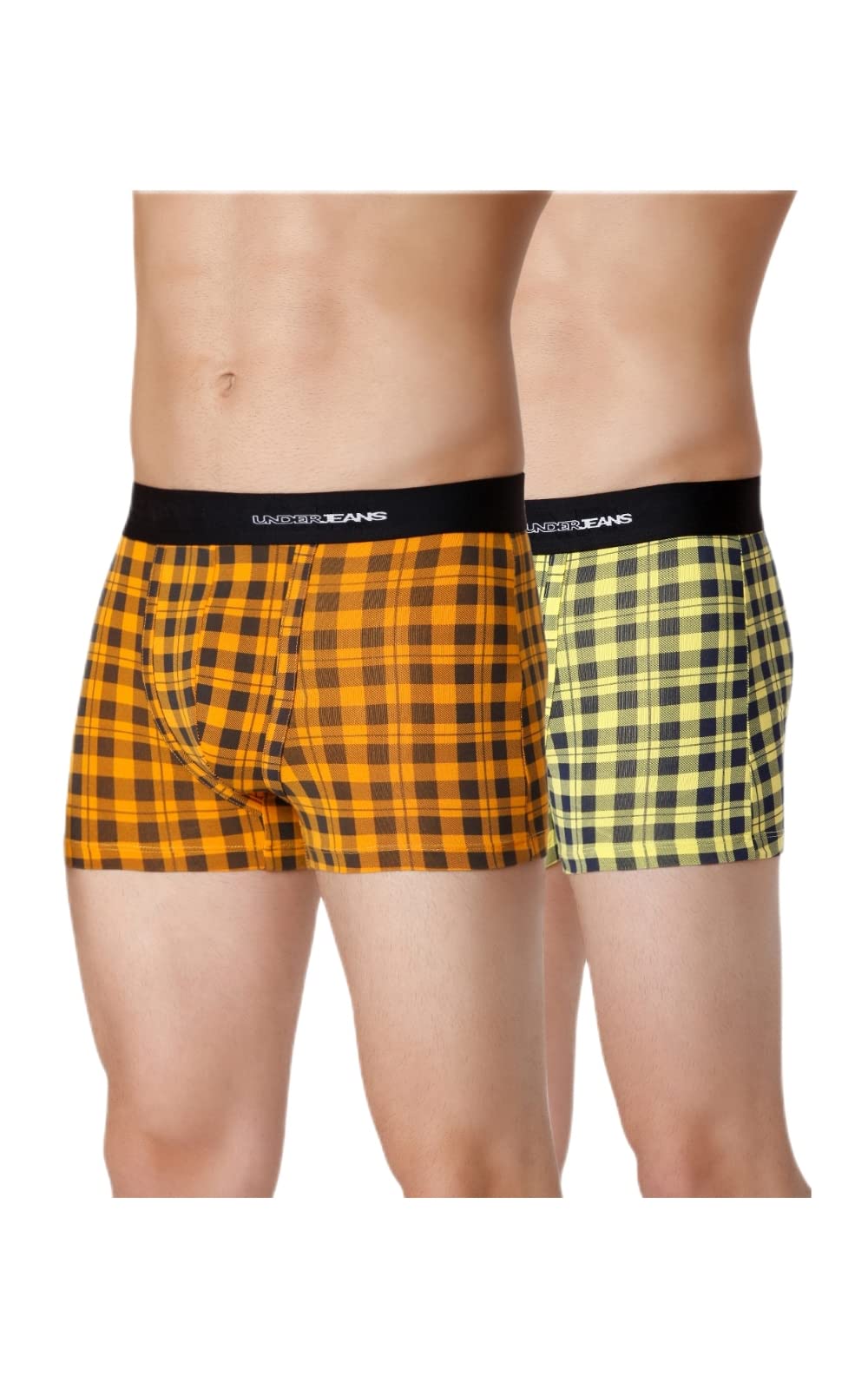 underjeans Men's Cotton Blend Trunks (Pack of 2) (UJNPTS036E2OrgChkYellChkS_Assorted_S)-picture-12