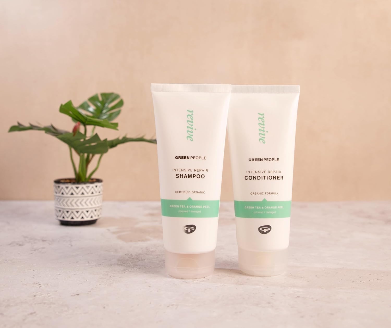 Green People Intensive Care Hair Shampoo (200ml) and Conditioner (200ml) Bundle, Certified organic ingredients, Green Tea and Orange Peel, Vegan and Cruelty free