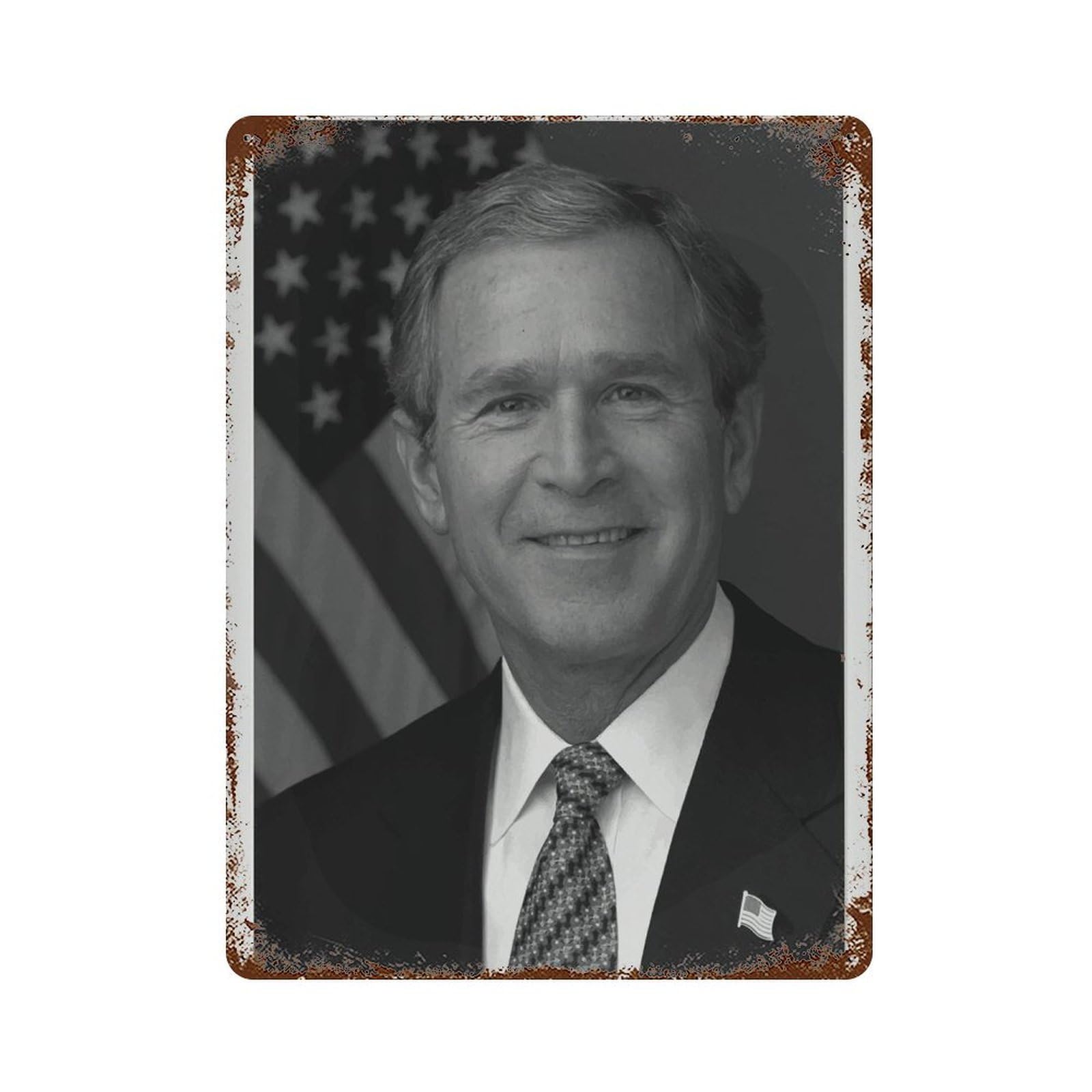 xiaoxiaoshen Vintage George W. Bush Portrait Poster， Historical Wall Decor Art Metal Tin Poster Modern Home Decor Art Home Bar Shop Decorations Vintage Sign 40x30cm