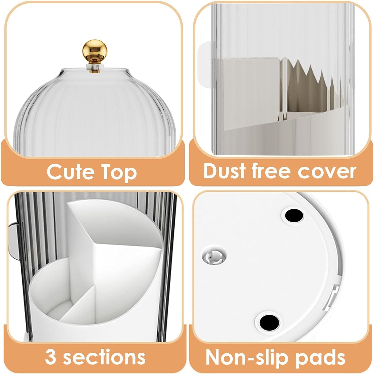 Primst Makeup Brush Holder Case, 360° Rotating Cosmetic Organizer with Dustproof Lid - Image 3