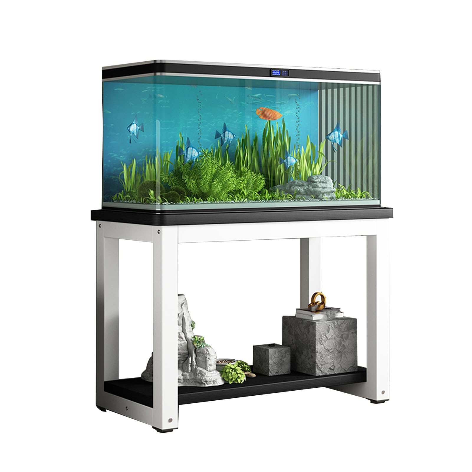 Stabiler Aquarienständer für Aquarien von 10 bis 50 Gallonen, Terrarienständer mit Pflanzenablage, Robustes Aquarienmöbel,Light Coffee-60x35cm