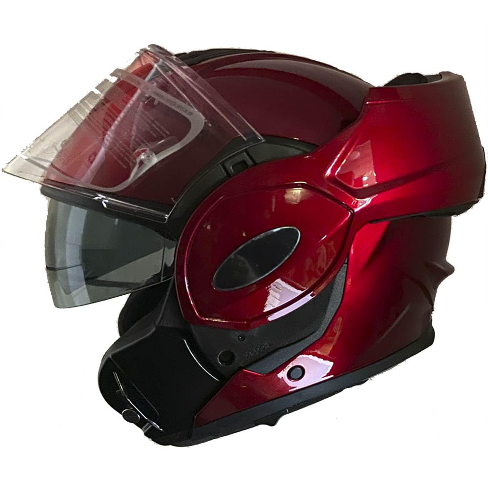 Kappa KV55 Casco de Moto Modular, Burdeos Brillo, Abatible 180 Grados, con Visera Interior Ahumada, Interior Desmontable