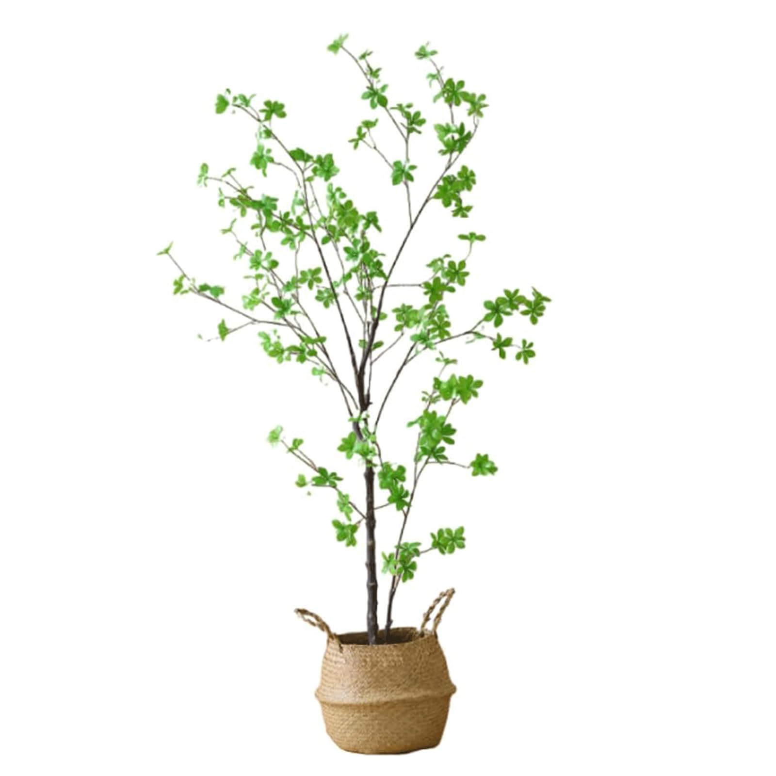 WOTZOV Fake Tree Artificial Trees 150Cm/4.9Ft Fake Tree Ome With Woven Seagrass Belly Basket Simulation Tree Indoor Outdoor Fake Plants Realistic Design