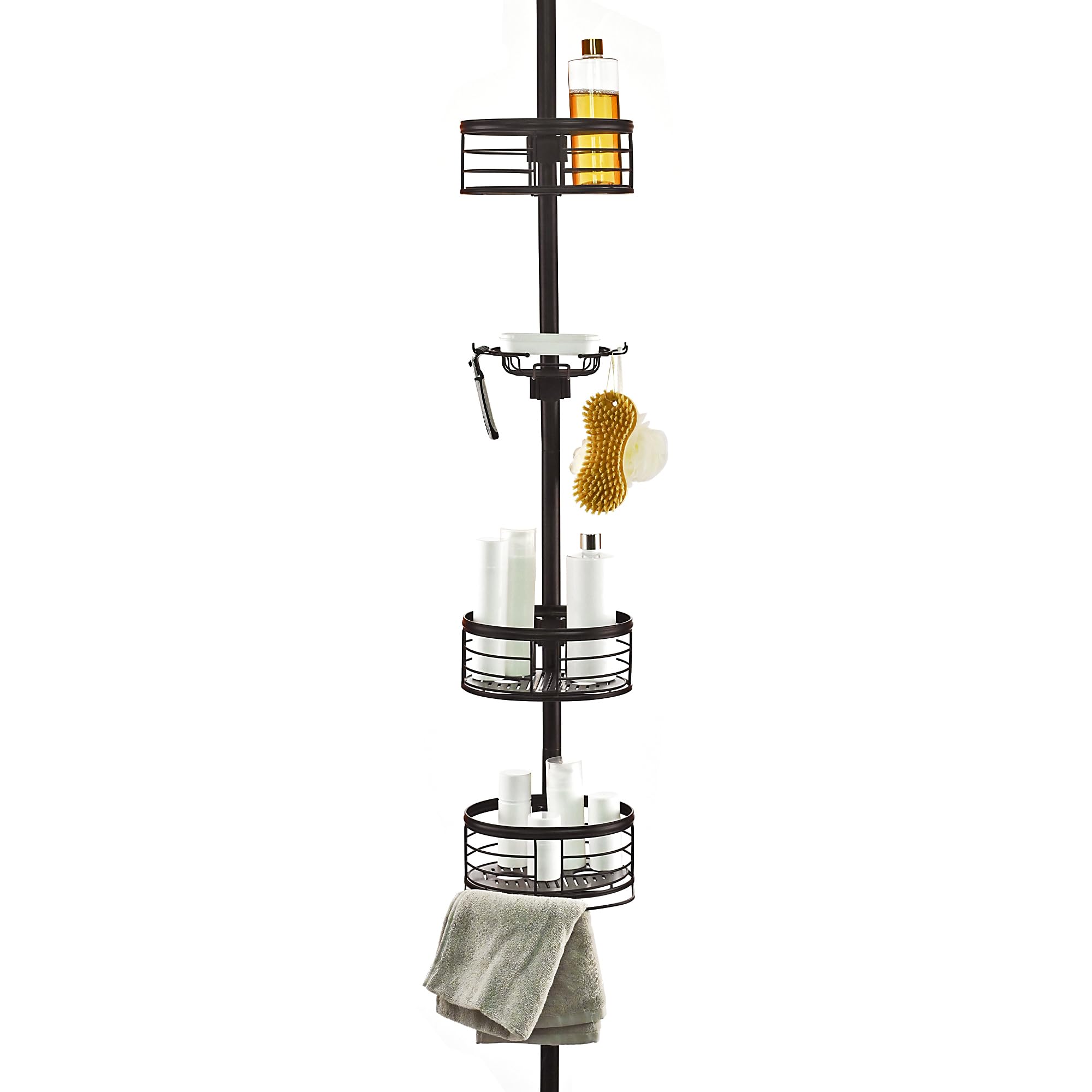 Utopia Alley Rust-Resistant Tension Pole Shower Caddy 3 Shelves Oil Rubbed Bronze