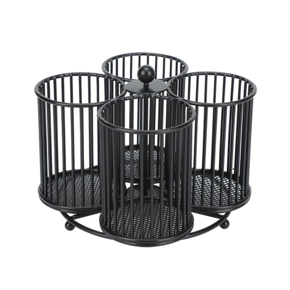 Rangement de crayons noir rotatif métallique pour éliminer le désordre de bureau
