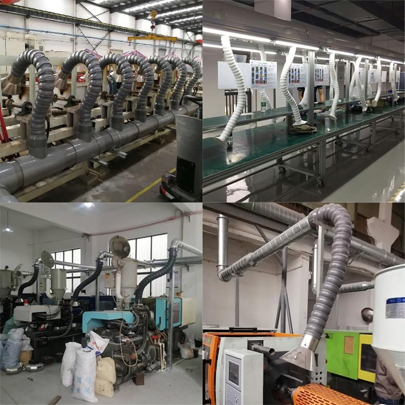Tubo flessibile di raccolta della polvere 1,5 m braccio del condotto per l'estrazione dei fumi di saldatura 200 mm ugello rotondo tubo di rimozione del fumo per officina e garage filtrazione dell'aria
