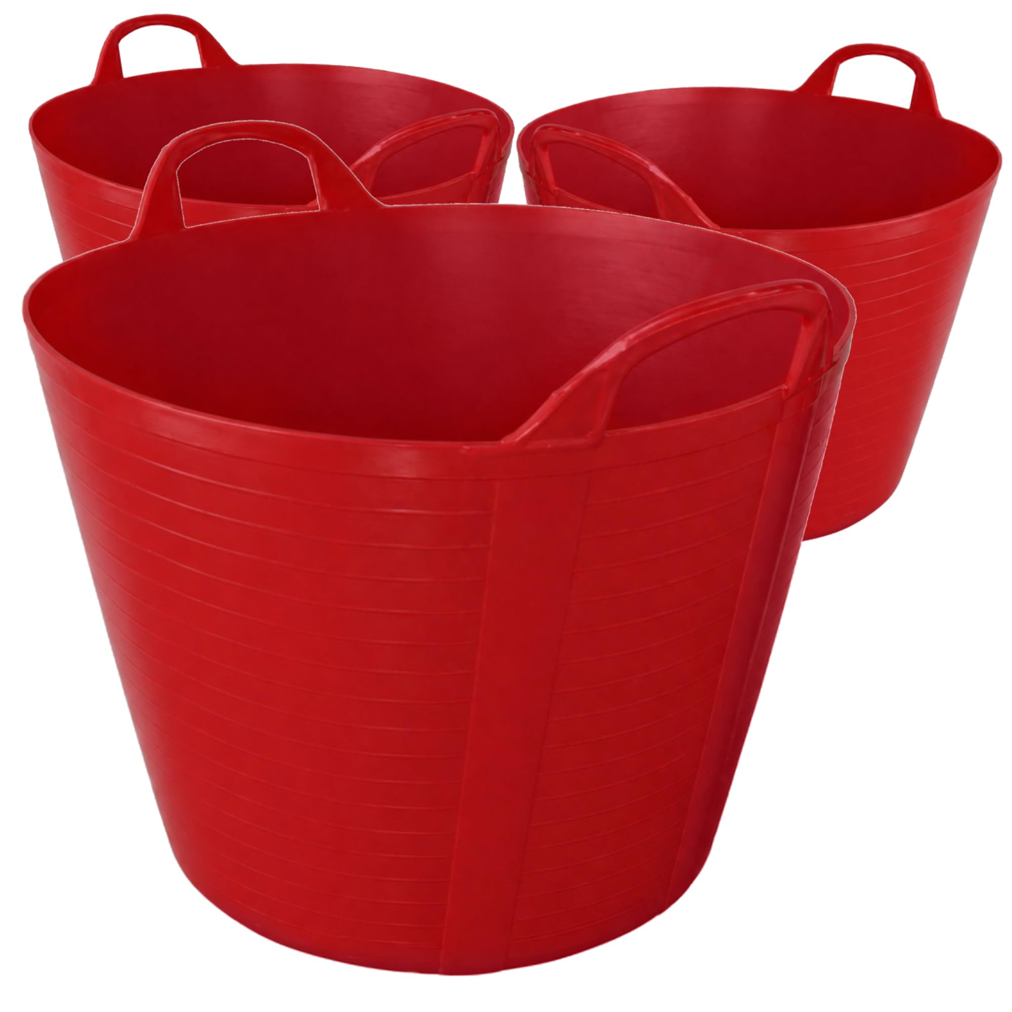 3x 42L Garden Home Flexible Tub Container Bucket FlexTub - MADE IN THE UK 42 Litre - Red