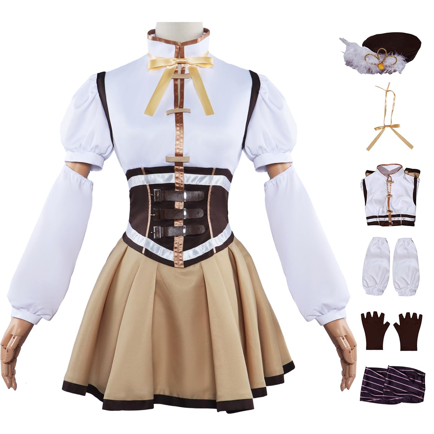 Tomoe Mami Cosplay Costume Completo con Parrucca Anime Puella Magi Madoka Magica Cosplay Costume Mami Uniforme Natale Halloween Carnevale Party Stage Performance Adulto