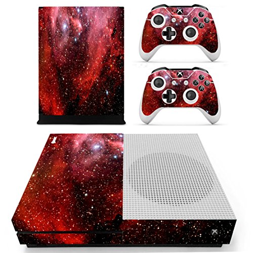 DOTBUY Xbox One S Autocollant Console Decal Vinyl Skin Sticker + 2 Autocollant Manette + 1 Autocollant Kinect Set (Starry Red)