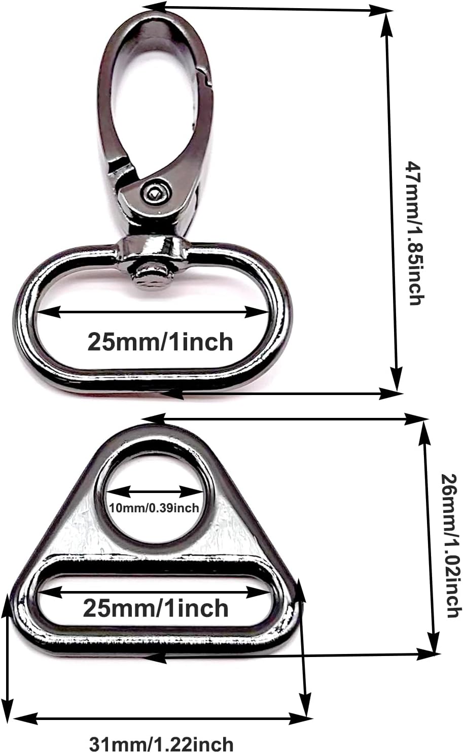 Swivel Hooks with D Ring Tri-Glides Slide Buckle for Purse Bag Strap Making Lanyard Swivel Clips Lobster Clasp - Image 2