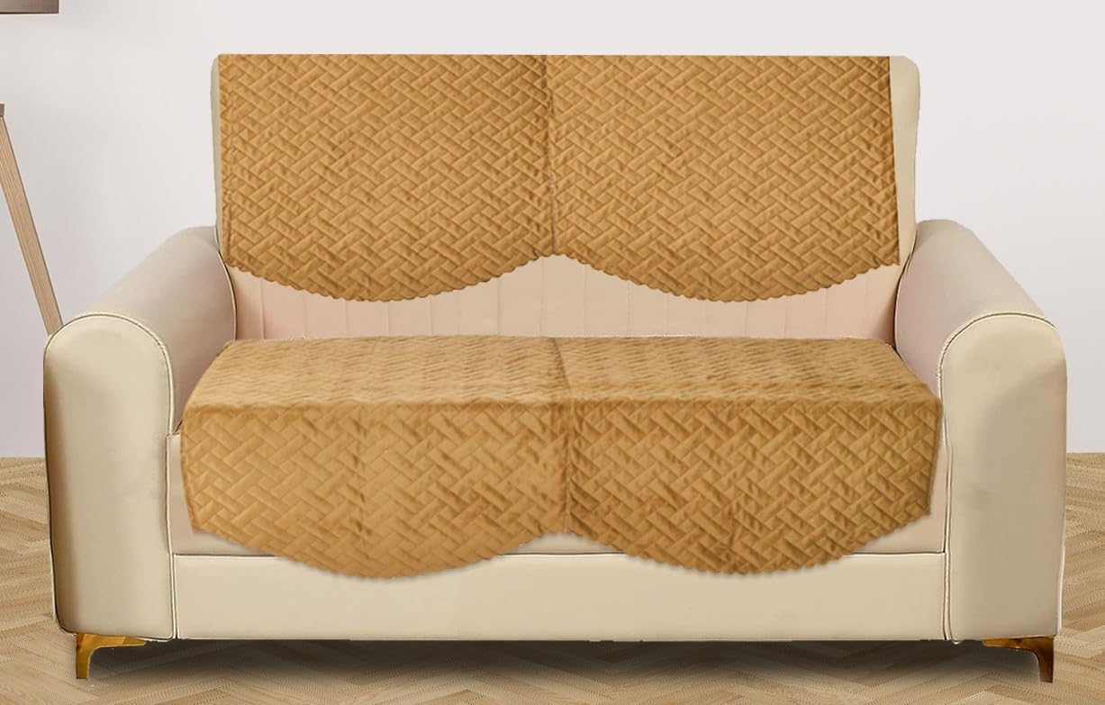 RRC Velvet Floral Quilted Solid Sofa Cover Set 2 Seater | Premium Quilted Sofa Slip Cover,Seat & Back Cover,4 Piece Sofa Covers (B0CZDPKWQS) Amazon Price History, Amazon Price Tracker