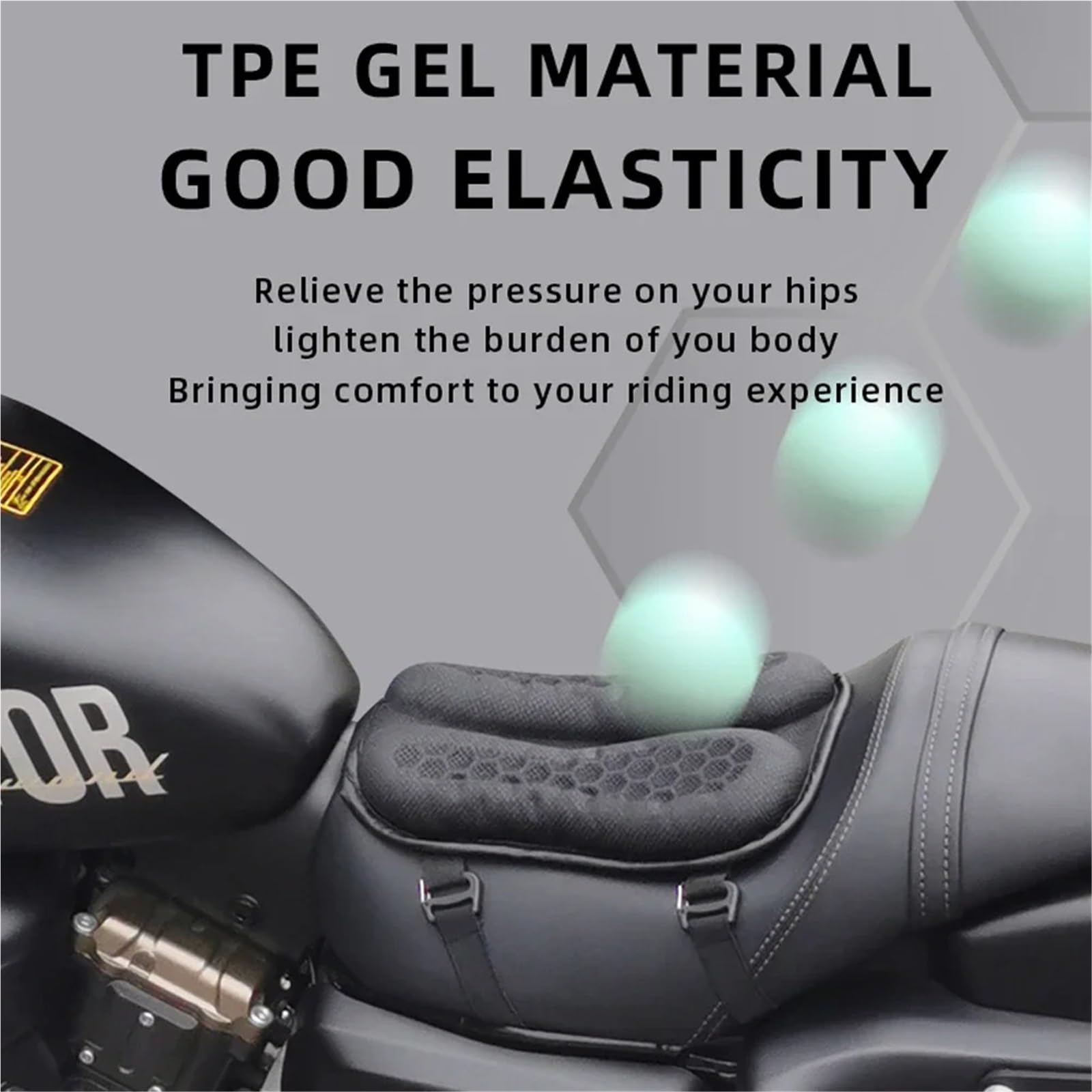 pokrowce z siatki 3D Fotele motocyklowe pełne Sièges de moto remplis d'air pour en effet d'absorption des chocs et decompression.(A)