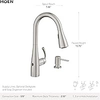 Vista 8 de Moen Essie Mediterranean Bronze MotionSense Wave One-Handle Touchless Kitchen Faucet with Pulldown Sprayer and Soap Dispenser, 87014EWBRB