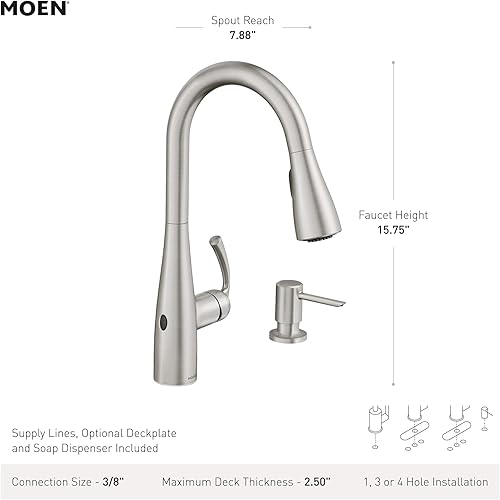 Miniatura 8 de Moen Essie 87014EWBRB - Grifo de cocina desplegable de una manija, en bronce mediterráneo
