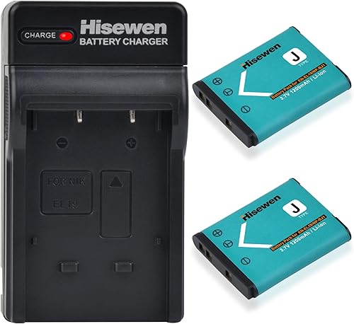 Hisewen EN-EL19 Paquete de 2 baterías y cargador para Nikon Coolpix S32, S33, S100, S2800, S3100, S3200, S3300, S3500, S3600, S3700, S4100, S4200,