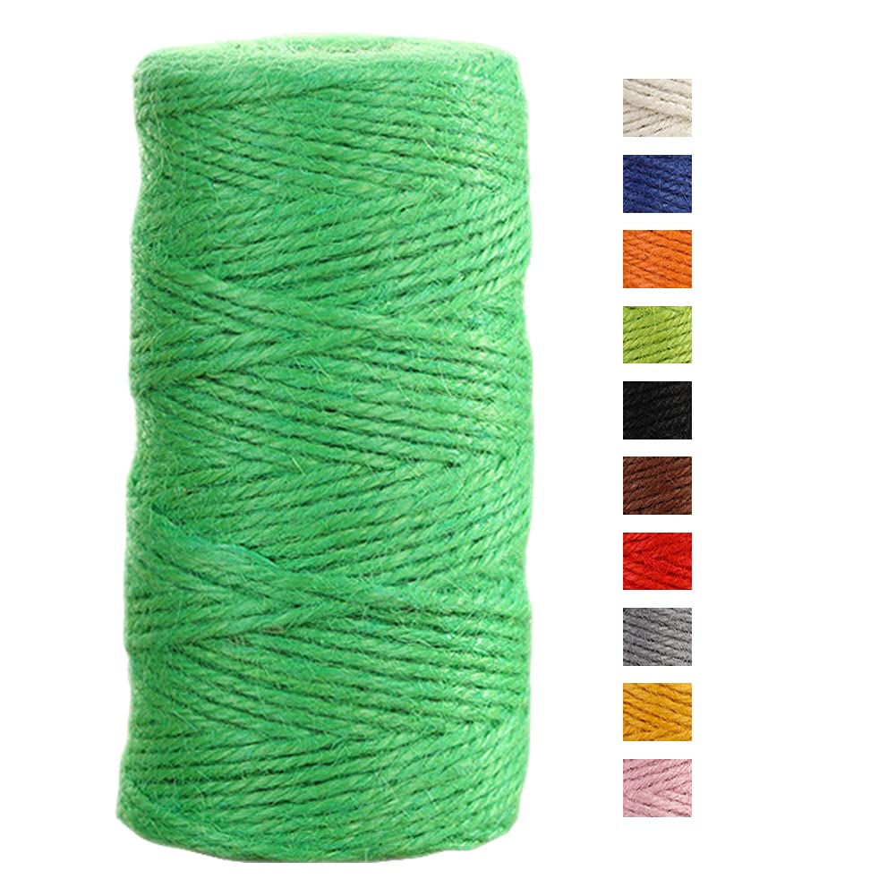 Jeogyong Green Jute Twine String 2Mm X 100M Natural Coloured Jute String 3-Ply Garden Twine Kitchen Cord Thick Jute Rope For Decoration Floristry, Diy Arts & Crafts, Bundling, Wrapping Gifts (Green)