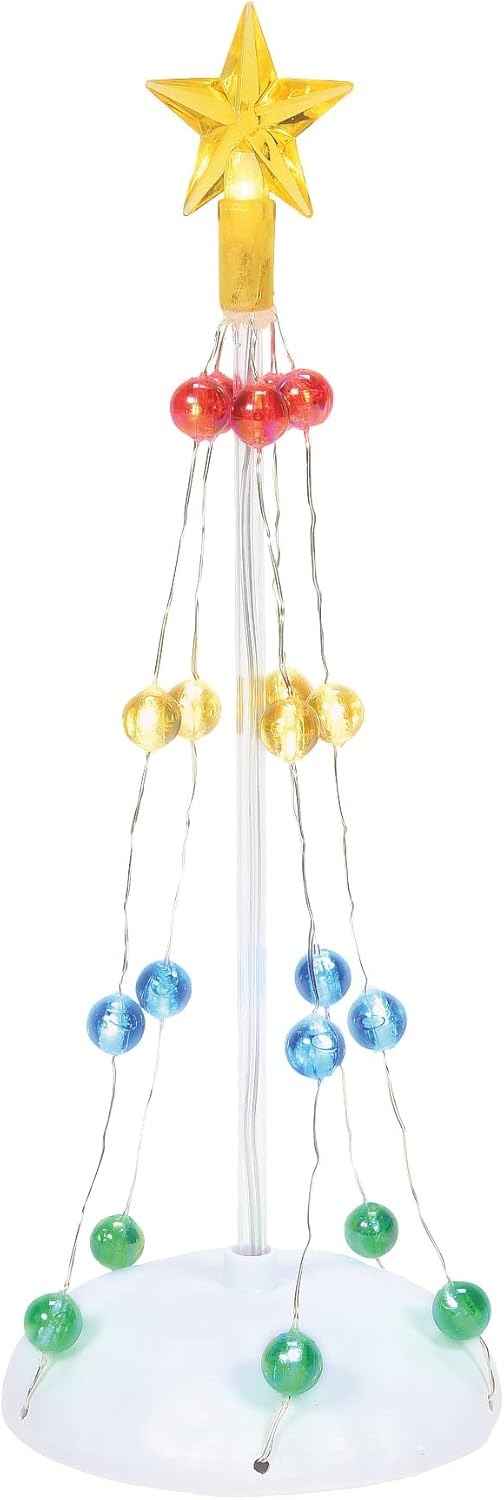 Department 56 Village Collection Accessories Christmas Pole Tree Lit Figurine, 9.25 Inch, Multicolor