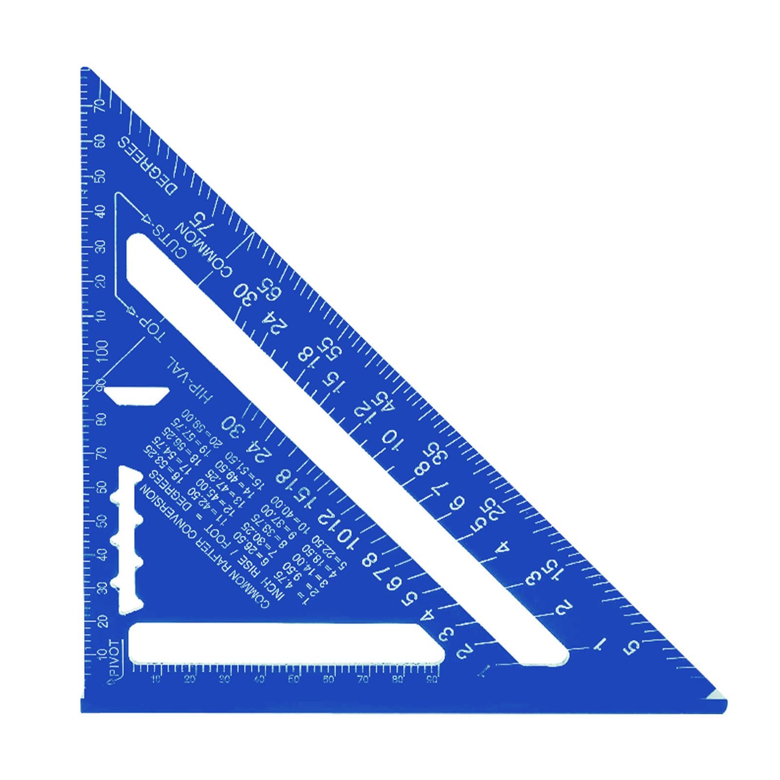 Triangular Ruler, Circular Saw Ruler for Woodworking, Right Angle Ruler, 7.3 x 7.3 inches (185 x 185 mm), 0-90 Degrees, Circular Saw Ruler, Aluminum Alloy, Double-Sided Scale, Clear Scale, Easy to