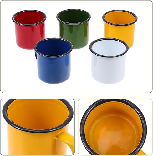 Miniatura 8 de Tofficu Juego de 5 tazas de vino vintage esmaltadas pequeñas retro de 5 onzas para el hogar, camping, picnic, colección de vasos esmaltados