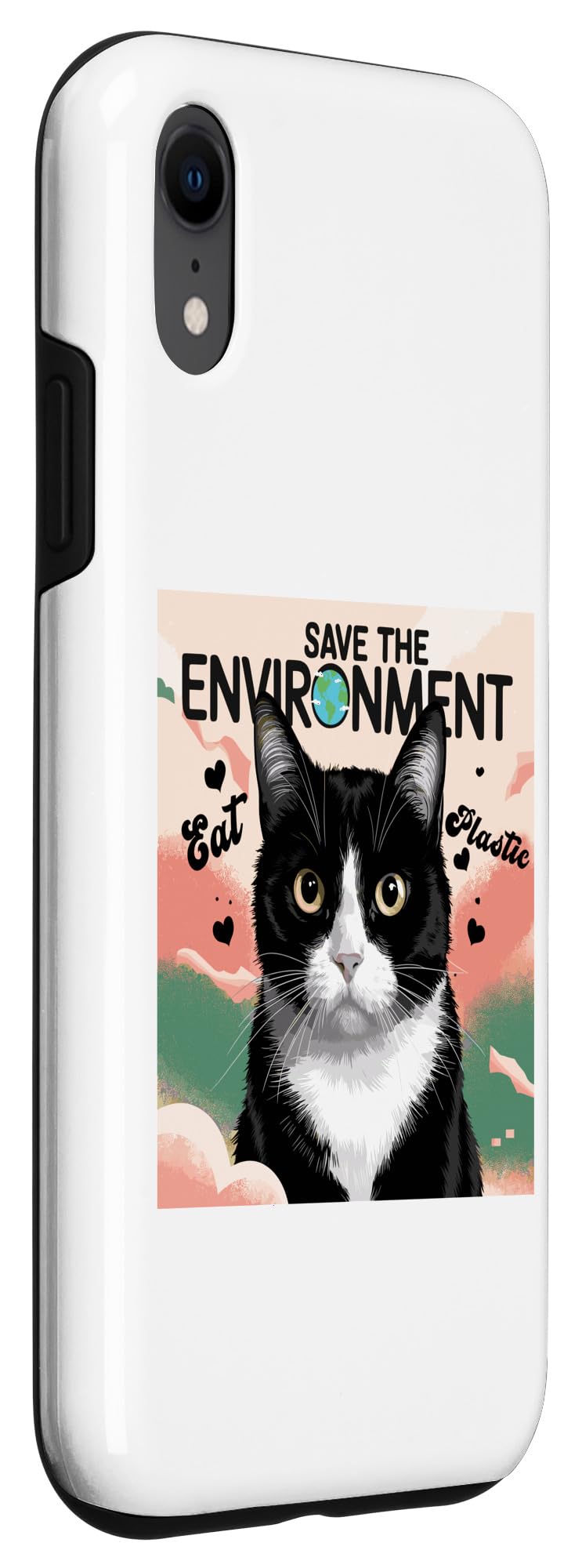 iPhone XR Help Save the Environment: Eat Plastic - A Cute Cat Meme Case - Image 3