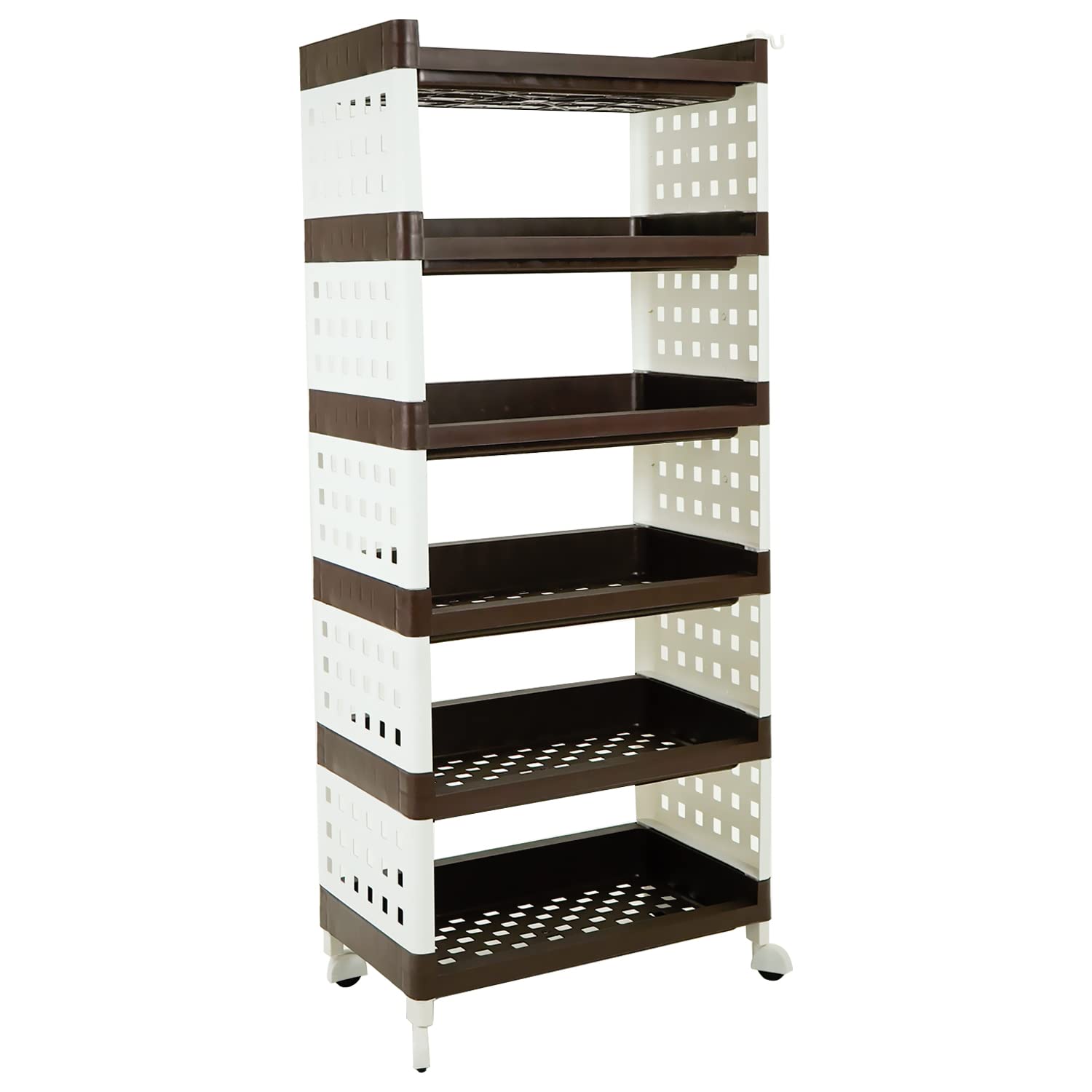 LEOPAX 6 Layers Plastic Rolling Storage Rack | Multipurpose Stackable Storage Rack with Wheels for Kitchen Laundry Room Bathroom Office Home - Brown (50 x 30 x 117cm) (B0BSWMGNNB) Amazon Price History, Amazon Price Tracker