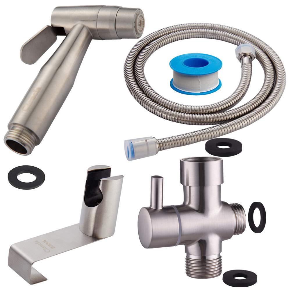 304 Stainless Steel Booster Toilet Spray Gun Set Toilet Partner Bidet Nozzle Toilet Flusher Handheld Bidet Sprayer Set