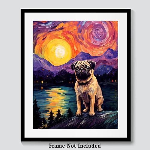 Miniatura 6 de Bestbuddy Pet 8 x 10 sin marco noche estrellada perro perro mascota familia amigo paz pintura al óleo impresión arte póster decoración de pared AP147