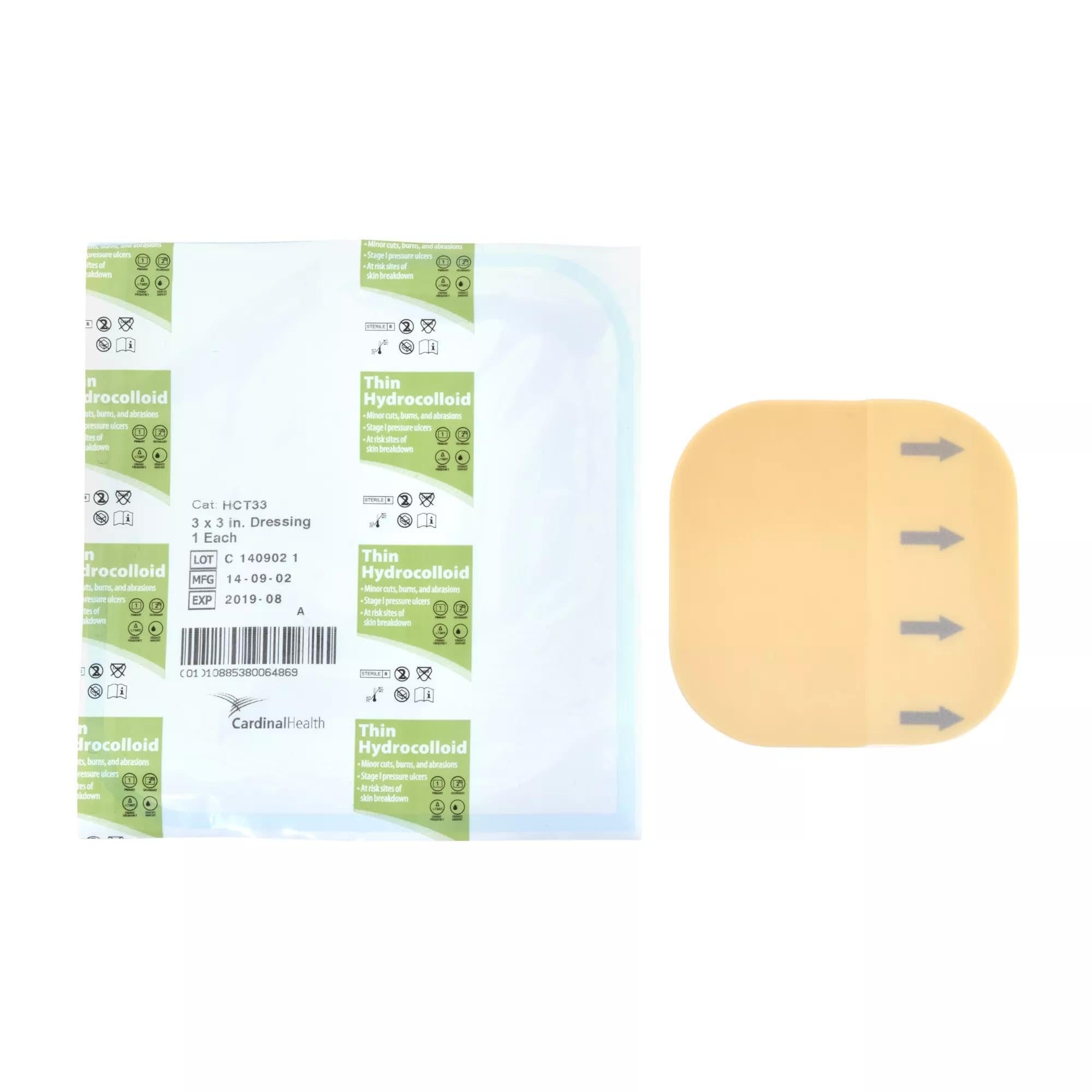 Cardinal Health™ Thin Hydrocolloid Dressing, 3 x 3IN