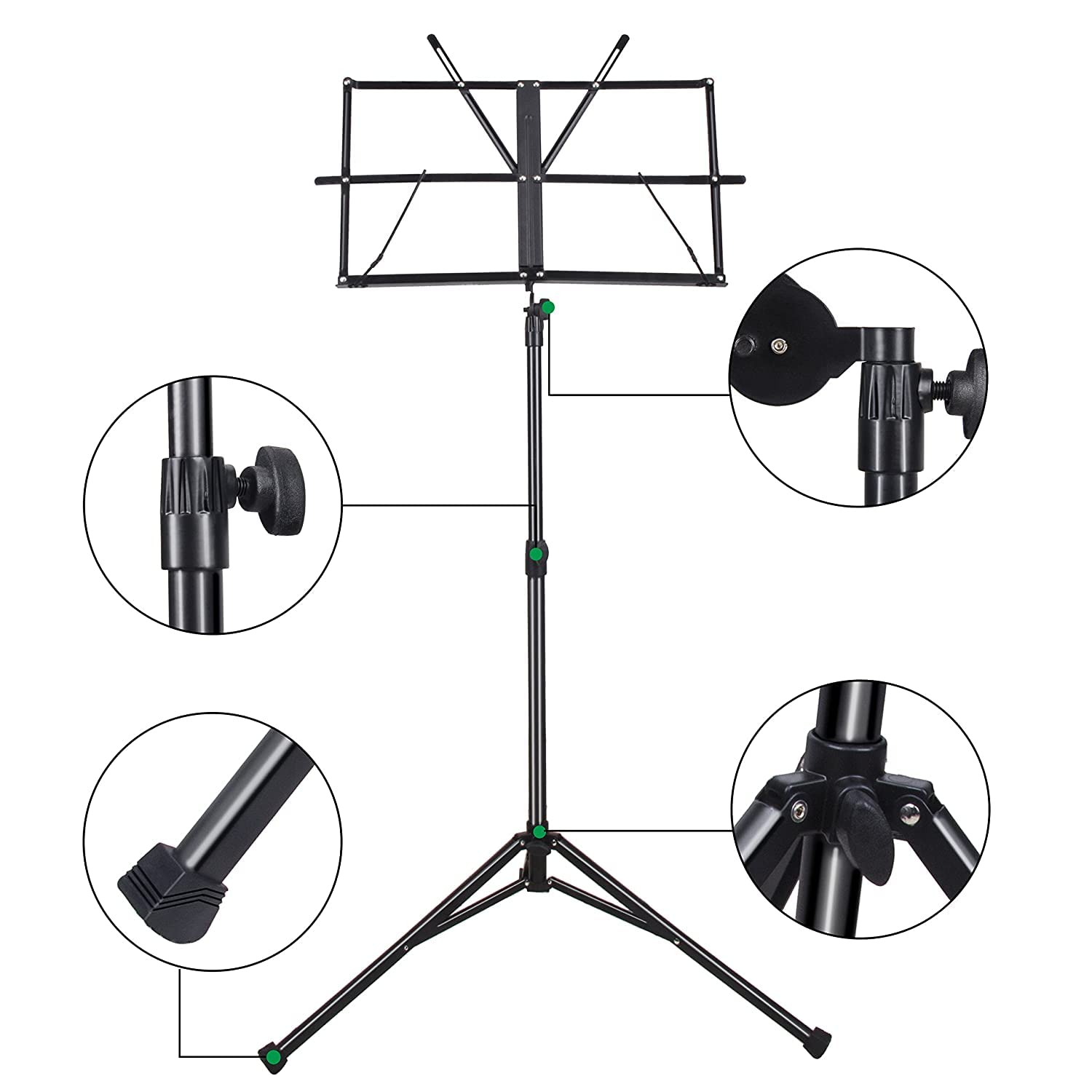 Blueberry R-006 Folding Music Stand/Book Stand Professional Collapsible Orchestra Portable and Light weight Suitable for Instrumental Performance with Carry Bag 4