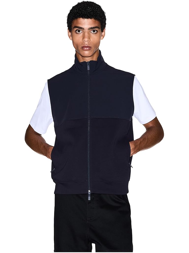 Navy Armani Exchange Stretch Cotton Full Zip Vest
