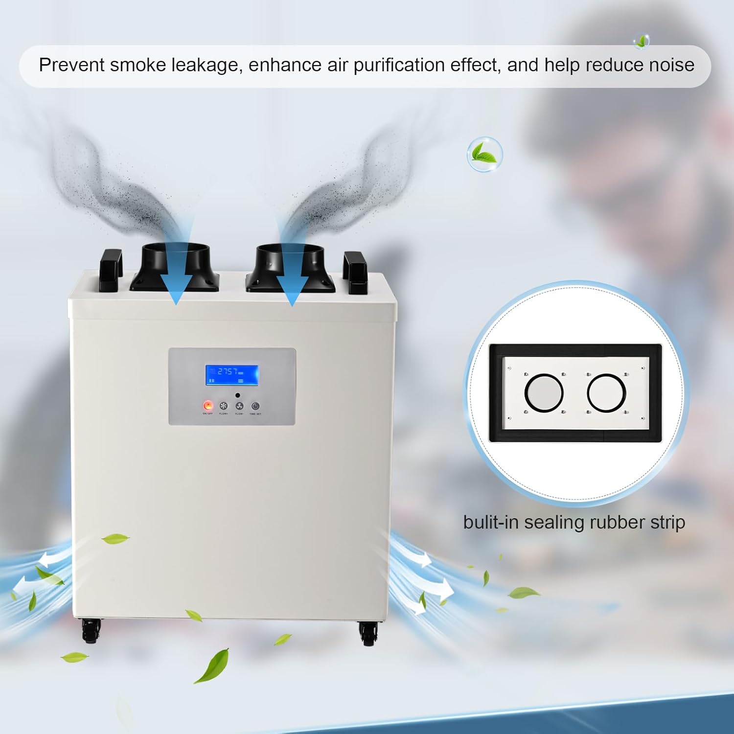 Monport YW220 Fume Extractor with 3-Layers Filter,220W Suction,Low Noise,Suitable for Soldering Stations,Engraving Machines,CNC Machine Tools,Welding Tools and More (Two Head)