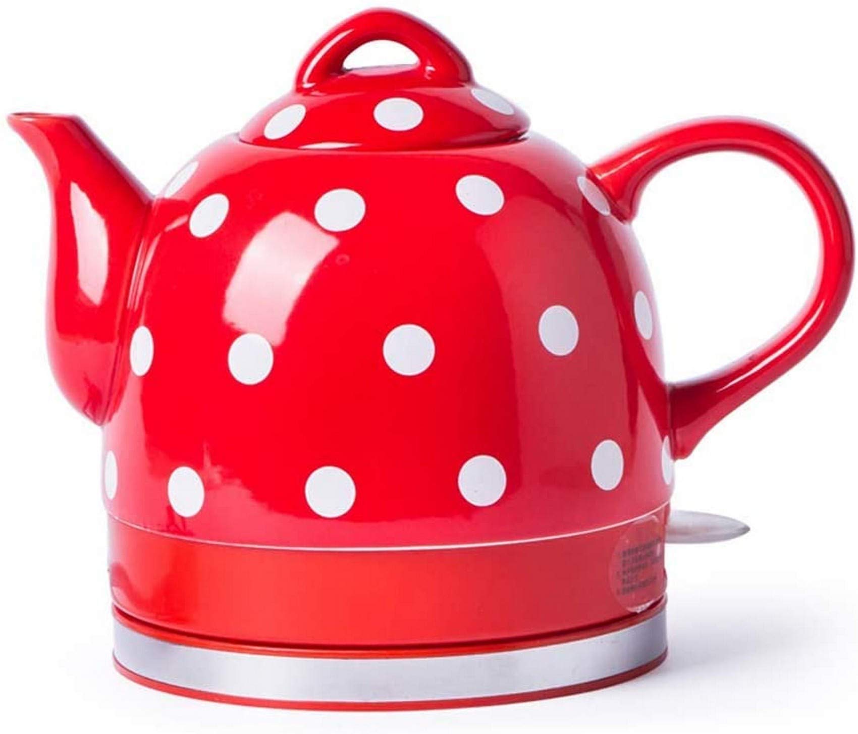 EKAYG Kettles Ceramic Electric Kettle Cordless Water Teapot, Teapot-Retro Jug, 1000W Water Fast for Tea, Coffee, Soup, Removable Base, Automatic Power Off,for Hotel and Home/Red
