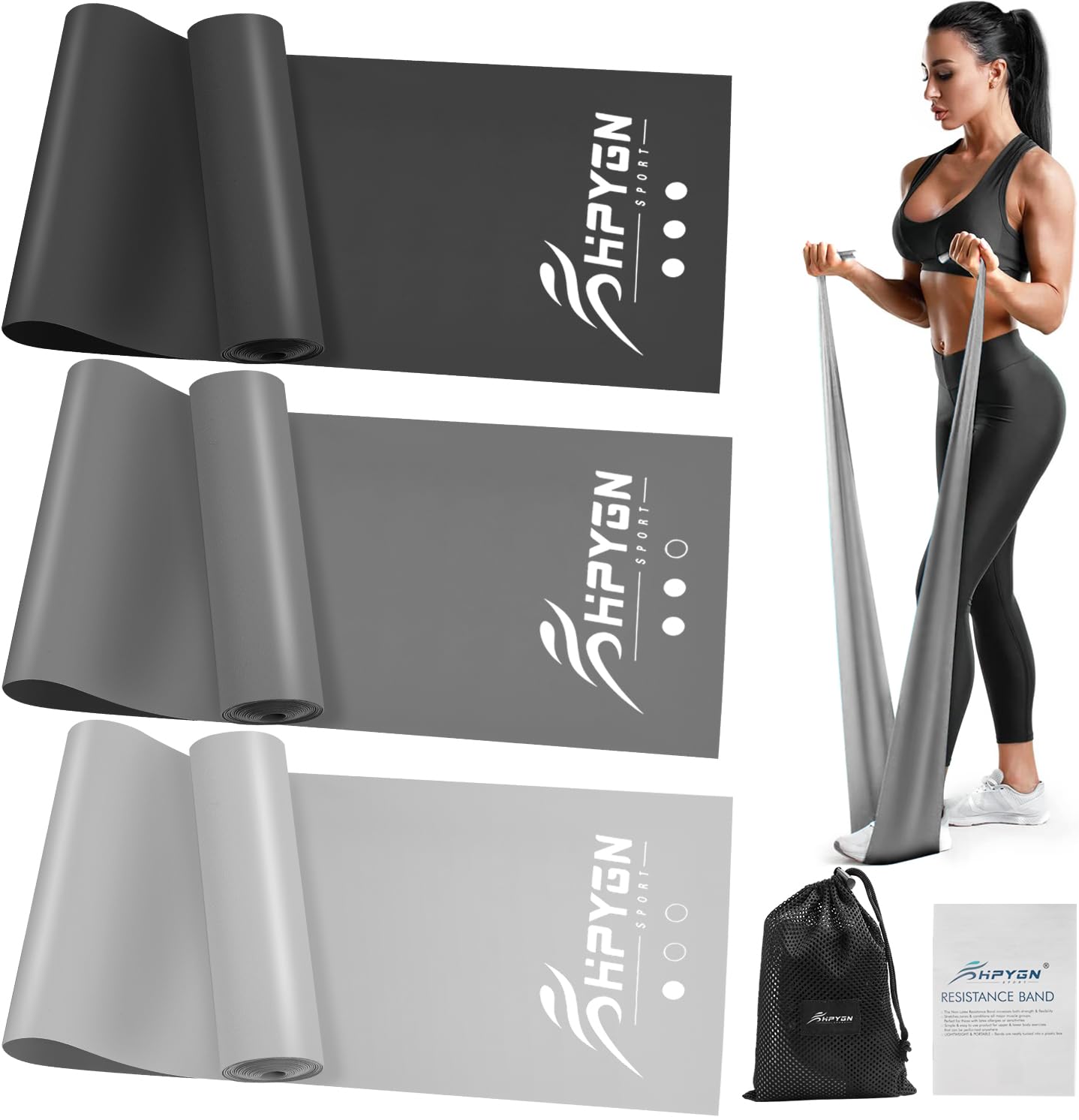 HPYGN Exercise Bands, Elastic Exercise Bands for Physical Therapy Yoga Pilates at Home, Yoga, Rehab, Fitness, Resistance Bands for Working Out Women and Men, Home Workouts or The Gym Workouts