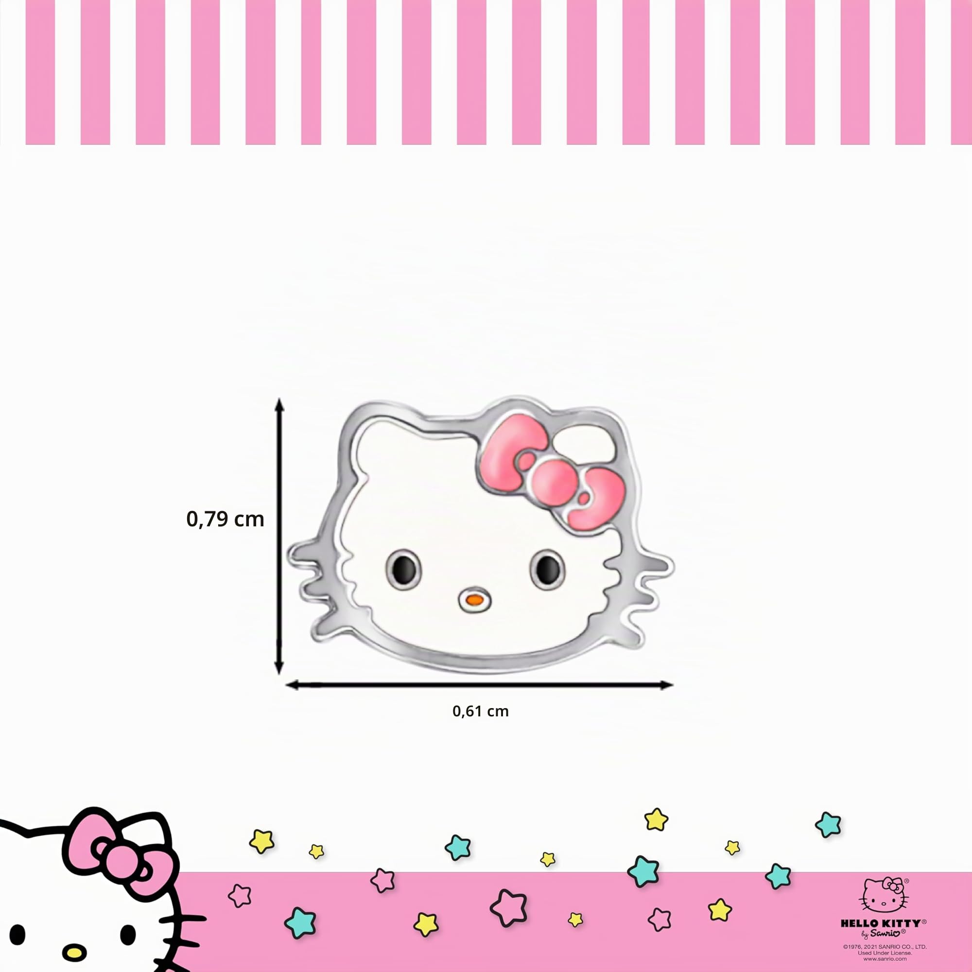 Hello Kitty Nasenringe, 20 g, Edelstahl, Kawaii, niedlich, 316L, gerader Knochen, offizielles Lizenzprodukt von Sanrio