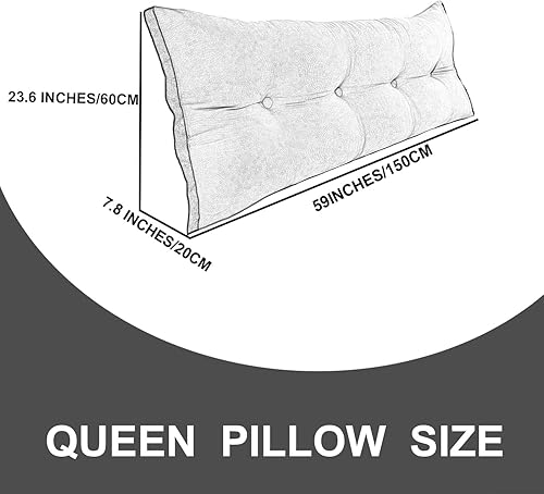 Miniatura 6 de Almohada de cama de lectura con cuña, almohada de forro polar de algodón, almohada grande para cabecero, respaldo de cama, cojín de apoyo de