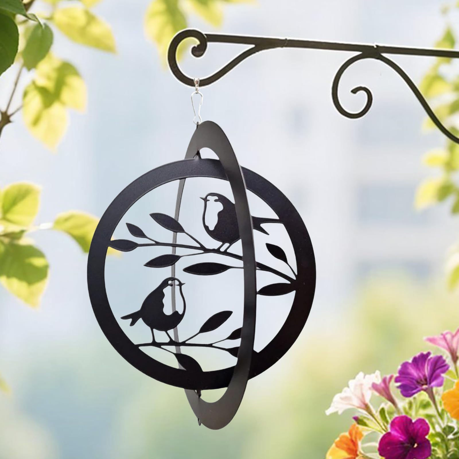 QUNZIDRESS Wind Spinner Hummingbird - 8.66In Metal Wind Spinners Outdoor, 3D Kinetic Hanging Sculpture, Rustproof Metal Garden Decor Yard Art, Unique Gift for Women, Men, Holidays