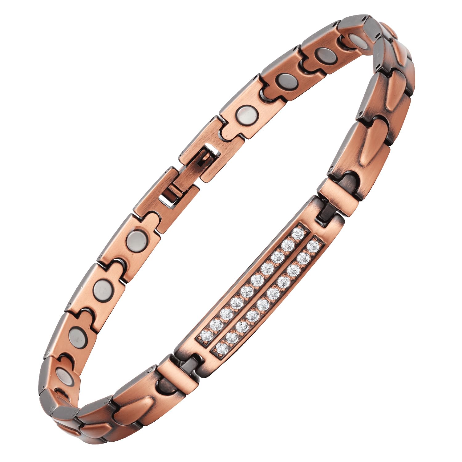 Fashtour Copper Bracelet for Women 99.99% Pure Copper 3500 Gauss Rare Earth Magnets Free Adjustment Tools Health Jewelry with Present Box