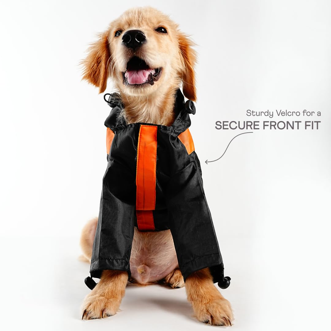 Barks & Wags Raincoats for Dogs Waterproof Polyester Dog Raincoat - Lightweight, Windproof & Hooded Jacket for Pets (Orange, L) 3