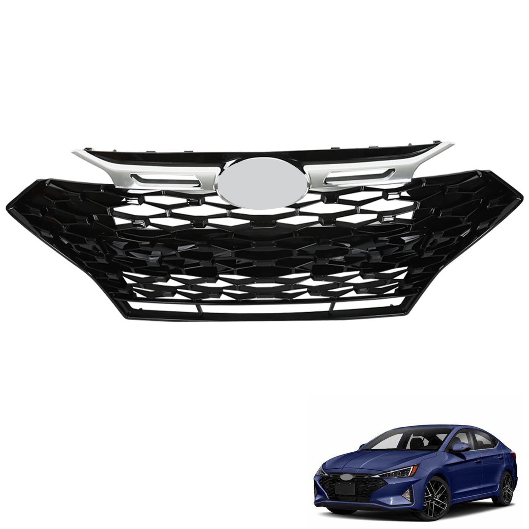 munirater Front Grille Grill Assembly Gloss Black Replacement for Elantra Sport 2019 2020