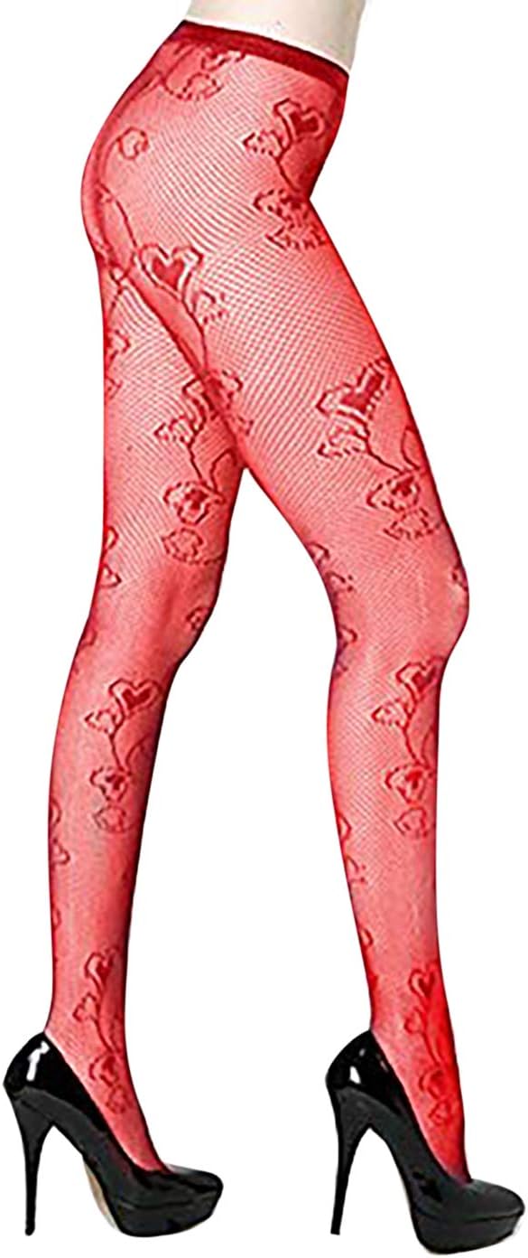 Floral Hearts Fishnet Pantyhose