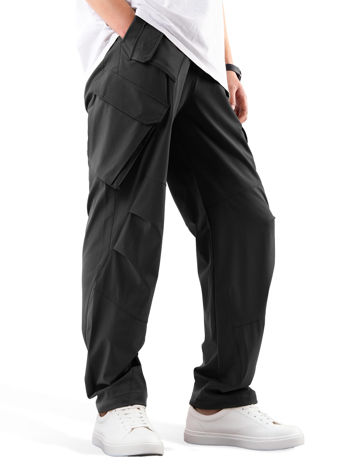 Mens Baggy Parachute Cargo Pants Loose Fit Hip Hop Harem Trousers Waterproof Ripstop Lightweight Breathable