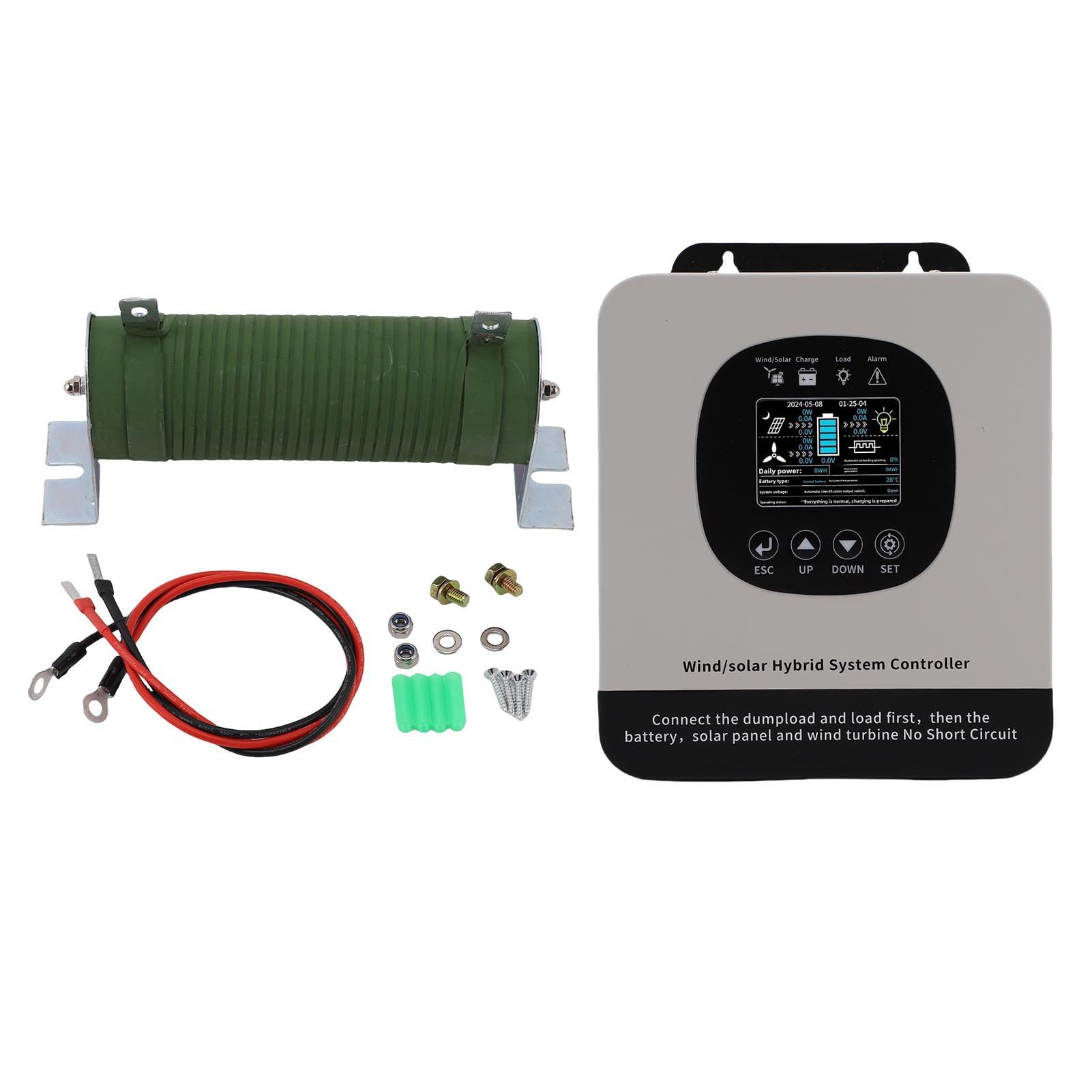 FILFEEL Wiatrowy Kontroler Słoneczny 1200 W Wiatr + 800 W Panel Słoneczny MPPT/PWM Regulator do Systemów Akumulatorowych 12 V 24 V 48 – Metalowa Obudowa z Wyświetlaczem LCD i Inteligentnym Chłodzeniem