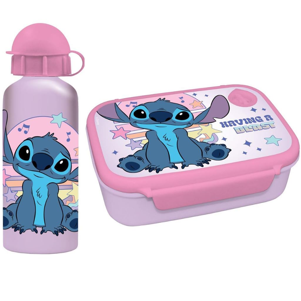 Diakakis Disney Stitch Kids Childrens Lunch Box Set – Sandwich Box & Aluminium Water Bottle 500ml - School Travel Lunch Food Set, BPA Free — image 1