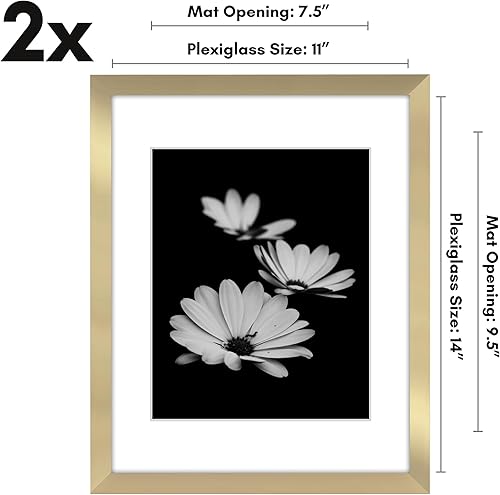 Vista 400 de Americanflat Portarretratos de 8 x 12 pulgadas con plexiglás pulido, juego de 2 portarretratos de 6 x 8 pulgadas con paspartú o para fotos de 8 x 12