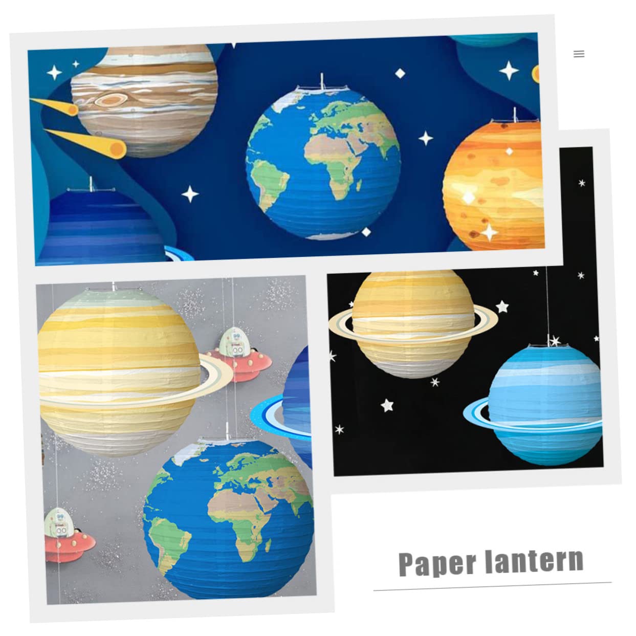 8 Stück Weltraum Papierlaternen aus Papier mit Planetenmotiven Hängende Dekoration für Kindergeburtstag Klassenzimmer und Sonnensystem Partys